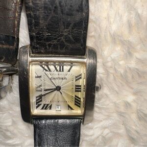 Cartier Black and Silver Watch